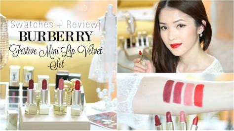 [Swatches + Review] BURBERRY Festive Mini Lip Velvet Set ♥ 